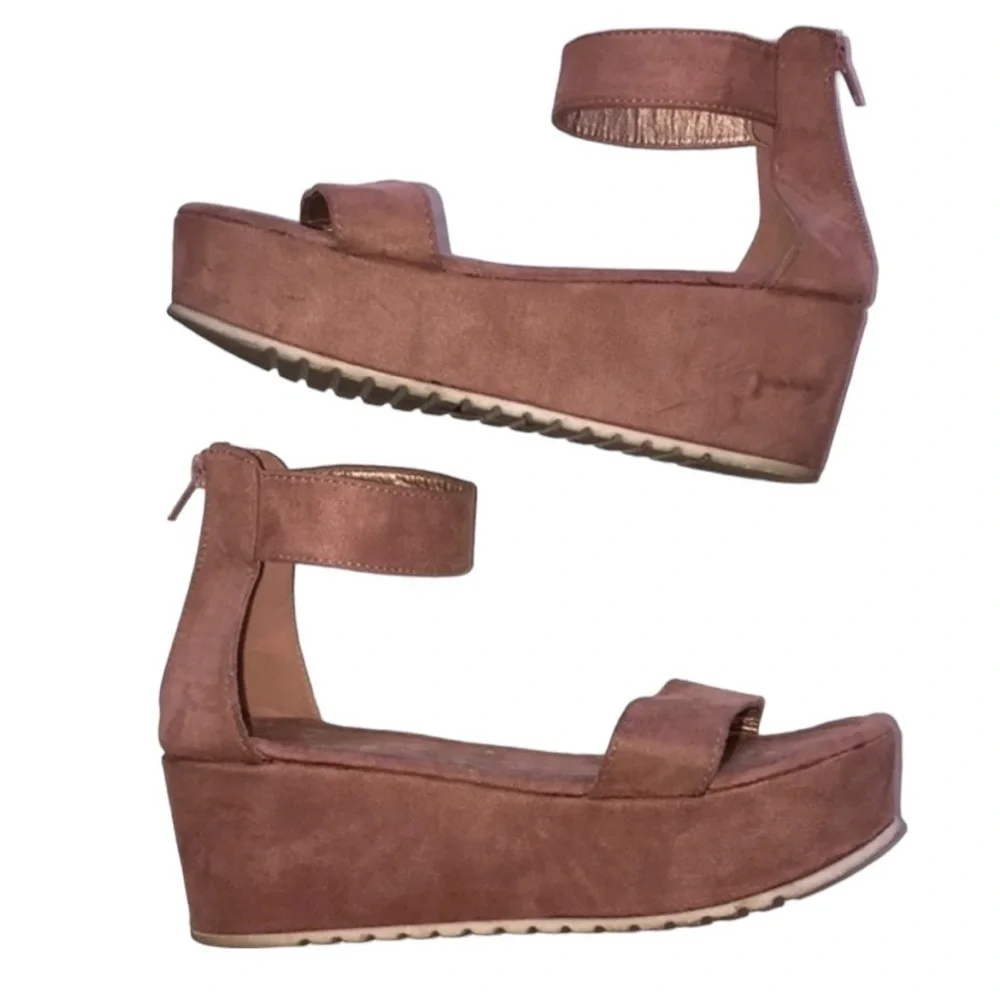 Dark Pink Suede Platform Sandal